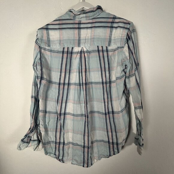 Grayson Womens Plaid Long Sleeve Button-Down The Hero Shirt Size 3 Linen Blue - Picture 2 of 8